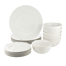 Load image into Gallery viewer, Dinner Set Plates Cereal Bowls White Porcelain Rim Microwave Dishwasher Safe
