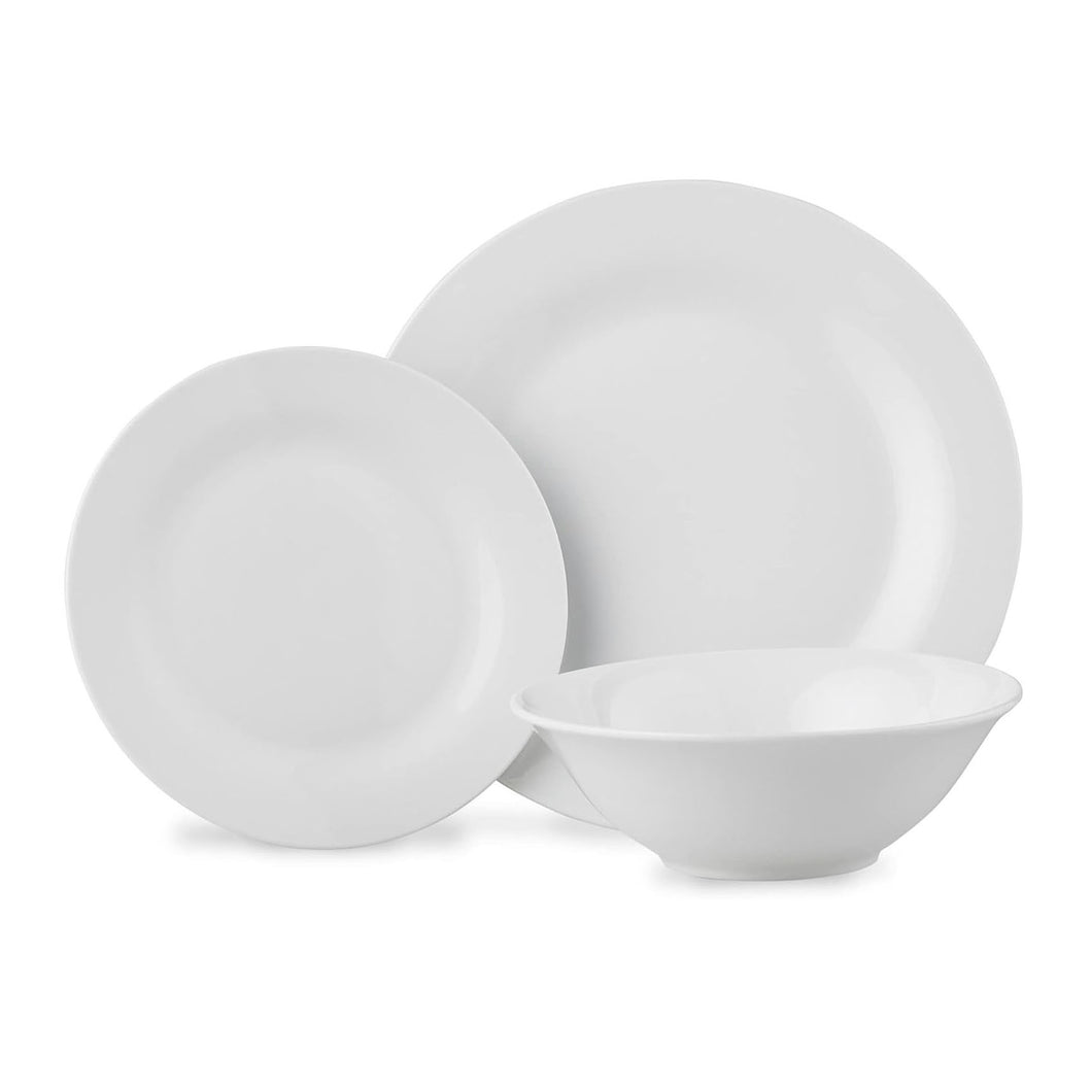 Dinner Set Plates Bowls Dinnerware White Porcelain Rim Microwave Dishwasher Safe Gift