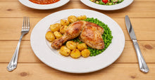 Load image into Gallery viewer, Dinner Plates Set Porcelain White Embossed Floral Dot Rim 10.6"
