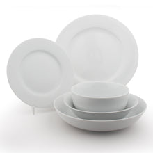 Load image into Gallery viewer, Dinner Plates Set Porcelain White Rim Microwave Dishwasher Safe
