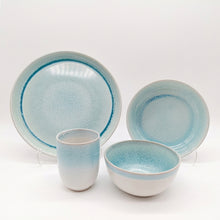 Load image into Gallery viewer, Reactive Blue Glaze Stoneware Dinnerware Set Plates Bowls Cup
