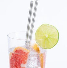 Load image into Gallery viewer, Straws Brush Drinks Set Stainless Steel Eco-friendly Reusable Straight and Bent 4pcs
