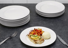Load image into Gallery viewer, Dinner Plates Set Porcelain White Rim Microwave Dishwasher Safe
