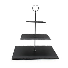 Load image into Gallery viewer, 3 Tier Slate Cake Stand Wedding Tiered Pastry Serving Display Mothers Day Afternoon Tea Party Square Silver /Gold Handle
