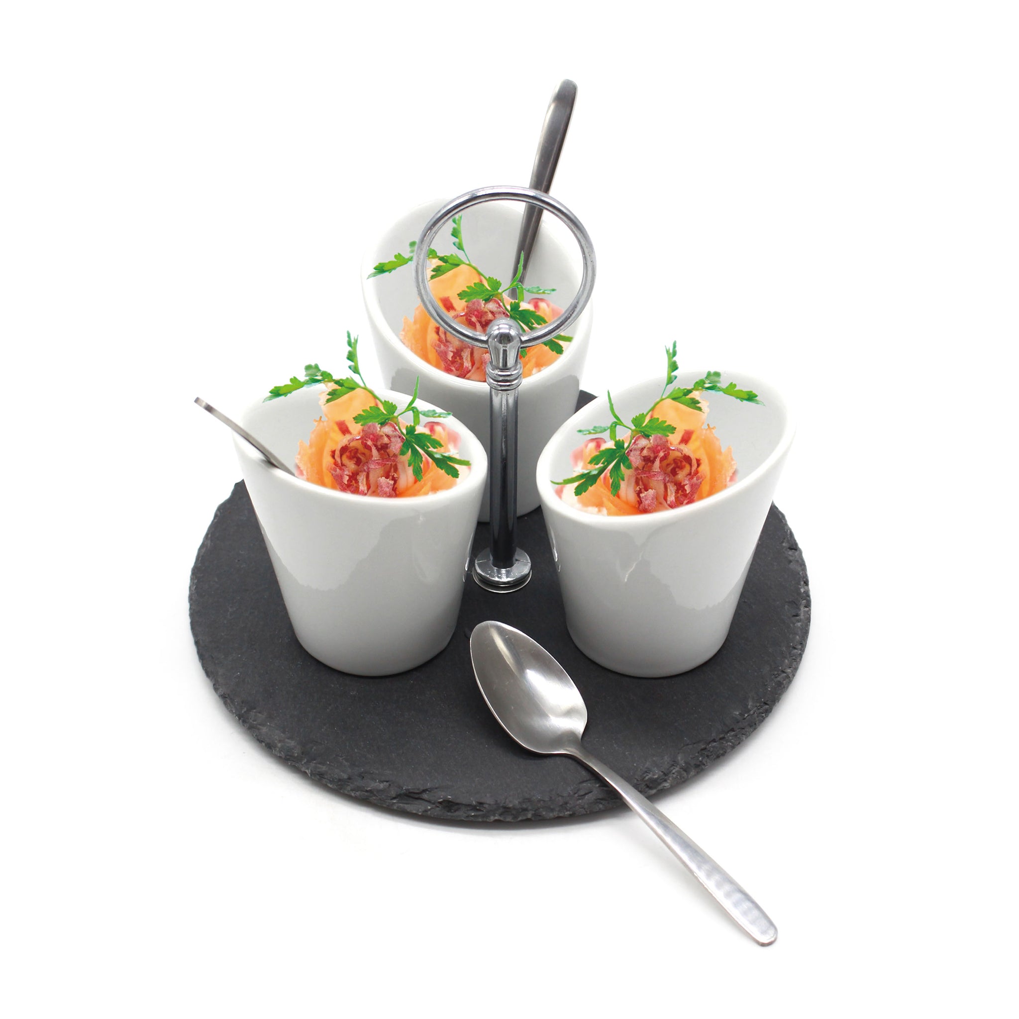 Snack Cups Nibbles Dips Tray White Ceramic Appetizers Tapas
