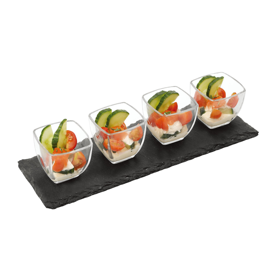  Snack Glasses Nibbles Dips Tray Appetizers Tapas Serving Dishes Set Rustic Slate Van Gogh