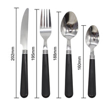 Load image into Gallery viewer, Cutlery Sets Stainless Steel Basic 24 piece Set Black Plastic PP Handle Dishwasher Safe
