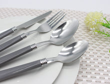 Load image into Gallery viewer, Cutlery Sets Stainless Steel Basic 24 piece Set Grey Plastic PP Handle Dishwasher Safe
