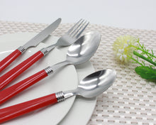Load image into Gallery viewer, Cutlery Sets Stainless Steel Basic 24 piece Set Red Plastic PP Handle Dishwasher Safe
