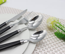 Load image into Gallery viewer, Cutlery Sets Stainless Steel Basic 24 piece Set Black Plastic PP Handle Dishwasher Safe
