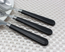Load image into Gallery viewer, Cutlery Sets Stainless Steel Basic 24 piece Set Black Plastic PP Handle Dishwasher Safe
