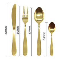 Load image into Gallery viewer, Cutlery Sets Stainless Steel Gold 16 24 32 piece Set Tableware Dinner Flatware Glim&amp;Glam
